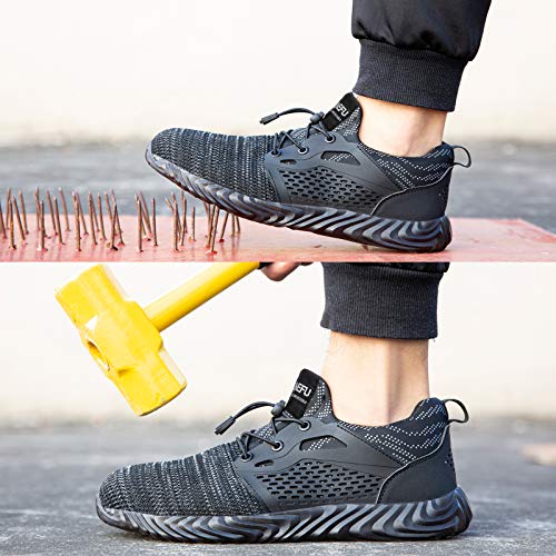 Hombre Zapatos de Seguridad para Mujer Zapatos de Trabajo Puntera de Acero Unisexo Zapatillas de Industria y construcción Resistente a Las Perforaciones Antideslizante ZapatillasTalla