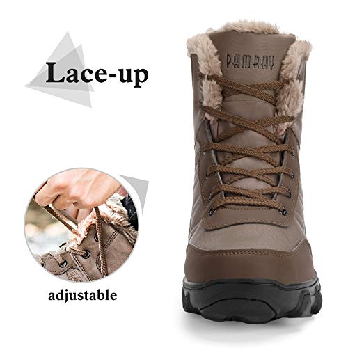 Hombres Botas de Senderismo Impermeable Invierno Zapatos de Trekking Deportivos Cámping Nieve Botines Negro Marrón Marrón 46