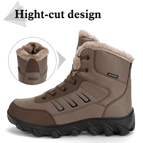 Hombres Botas de Senderismo Impermeable Invierno Zapatos de Trekking Deportivos Cámping Nieve Botines Negro Marrón Marrón 46