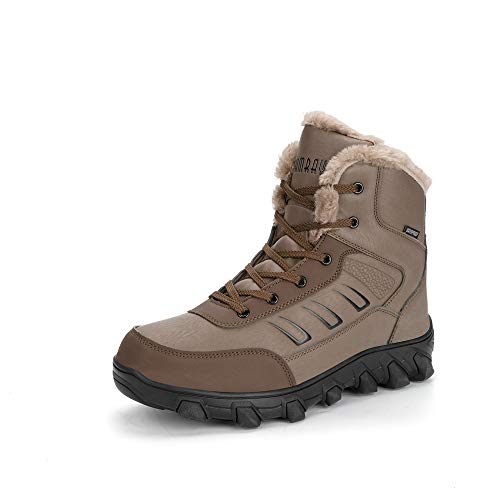 Hombres Botas de Senderismo Impermeable Invierno Zapatos de Trekking Deportivos Cámping Nieve Botines Negro Marrón Marrón 46