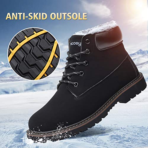 Hombres Zapatos de Nieve Invierno Botines, gracosy Calentar Botas De Nieve Anti-Deslizante Lazada Zapatos Botas de Trabajo Más Terciopelo Botines Botas con Pieles