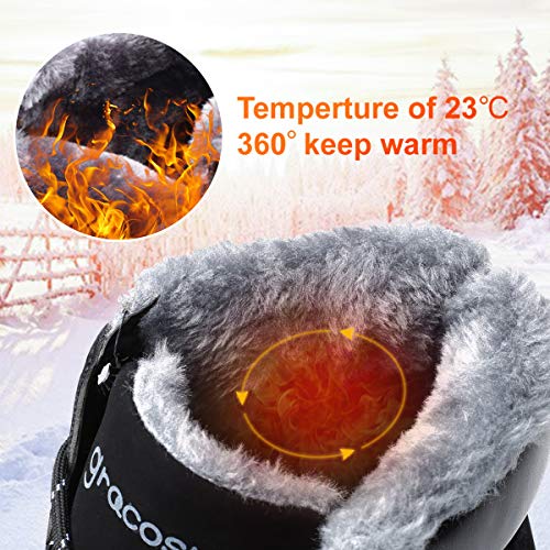 Hombres Zapatos de Nieve Invierno Botines, gracosy Calentar Botas De Nieve Anti-Deslizante Lazada Zapatos Botas de Trabajo Más Terciopelo Botines Botas con Pieles