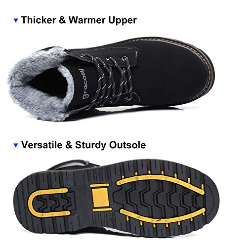 Hombres Zapatos de Nieve Invierno Botines, gracosy Calentar Botas De Nieve Anti-Deslizante Lazada Zapatos Botas de Trabajo Más Terciopelo Botines Botas con Pieles