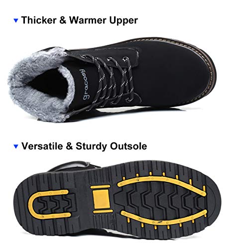 Hombres Zapatos de Nieve Invierno Botines, gracosy Calentar Botas De Nieve Anti-Deslizante Lazada Zapatos Botas de Trabajo Más Terciopelo Botines Botas con Pieles