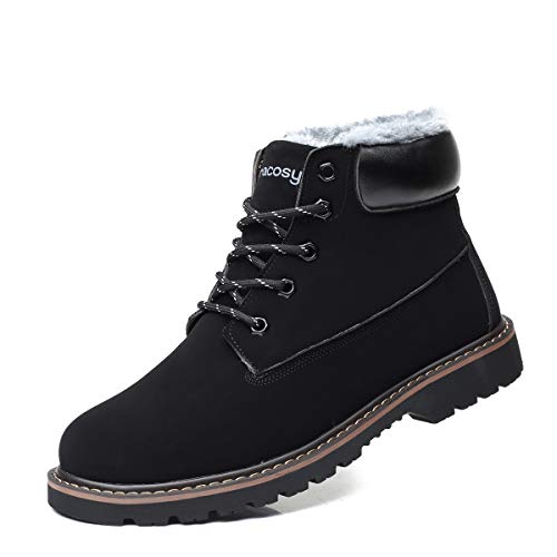 Hombres Zapatos de Nieve Invierno Botines, gracosy Calentar Botas De Nieve Anti-Deslizante Lazada Zapatos Botas de Trabajo Más Terciopelo Botines Botas con Pieles