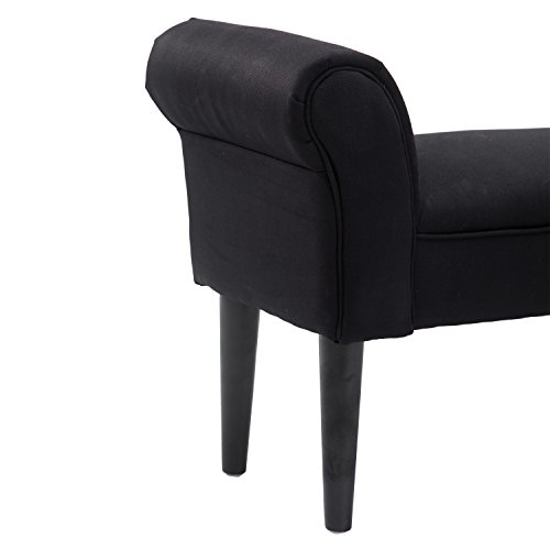 HOMCOM Taburete Pie de Cama Banqueta con Brazos Tapizada Tipo Banco de Madera para Dormitorio Salón Recibidor 102x31x51cm Carga 130kg