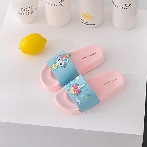 HommyFine Zapatos de Ducha, Playa y Piscina Sandalias de Baño Antideslizantes Sandalias de Unicornio Princesa Celestia para niños y niñas (Azul, Numeric_33)