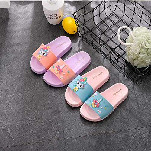 HommyFine Zapatos de Ducha, Playa y Piscina Sandalias de Baño Antideslizantes Sandalias de Unicornio Princesa Celestia para niños y niñas (Azul, Numeric_33)