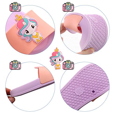HommyFine Zapatos de Ducha, Playa y Piscina Sandalias de Baño Antideslizantes Sandalias de Unicornio Princesa Celestia para niños y niñas (Azul, Numeric_33)