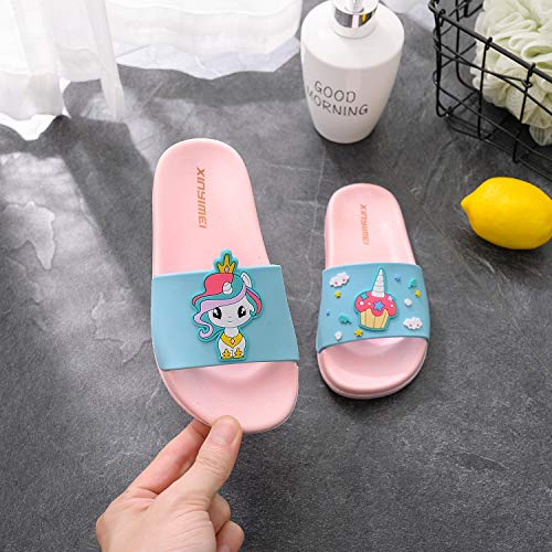 HommyFine Zapatos de Ducha, Playa y Piscina Sandalias de Baño Antideslizantes Sandalias de Unicornio Princesa Celestia para niños y niñas (Azul, Numeric_33)