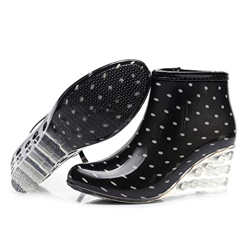 HoSayLike Botas Mujer 2019 Botas De Mujer De Agua Botas De Mujer Moda Fondo Plano CuñA Antideslizante Tubo Corto Botas De Mujer Impermeables Suela De Goma