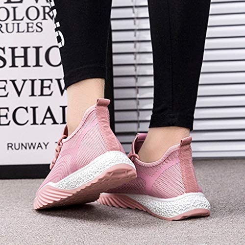 HoSayLike Zapatillas De Deporte para Mujer Superficie Neta Color SóLido Antideslizante Zapatos para Caminar Transpirable Zapatos Casuales Luz Bombas