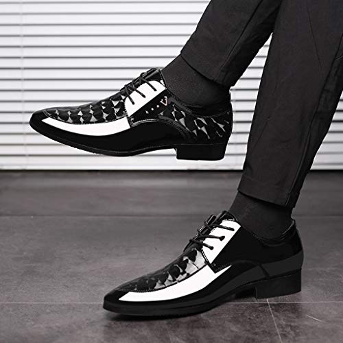 HoSayLike Zapatos De Cuero De Los Hombres Negocios Casual Moda CóModo Ropa Formal Puntiagudo Zapatillas Zapatos De Traje Suela De Goma TacóN Plano Boda