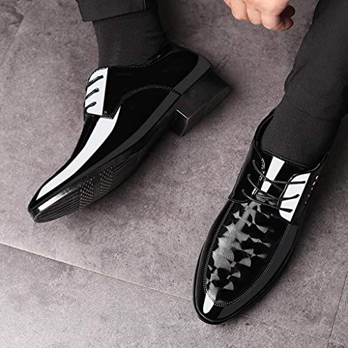 HoSayLike Zapatos De Cuero De Los Hombres Negocios Casual Moda CóModo Ropa Formal Puntiagudo Zapatillas Zapatos De Traje Suela De Goma TacóN Plano Boda