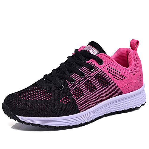 Hoylson Zapatillas de Deportivos para Mujer Running Zapatos Asfalto Ligeras Calzado Aire Libre Sneakers(Rojo, EU 37)