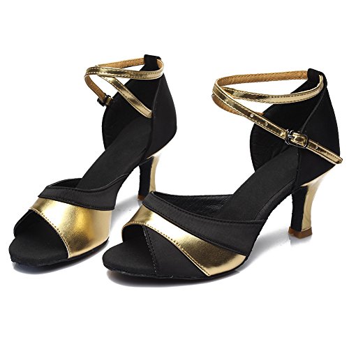 HROYL Mujer Zapatos de Baile Latino Satén Salón de Baile 806 Gold 40 EU