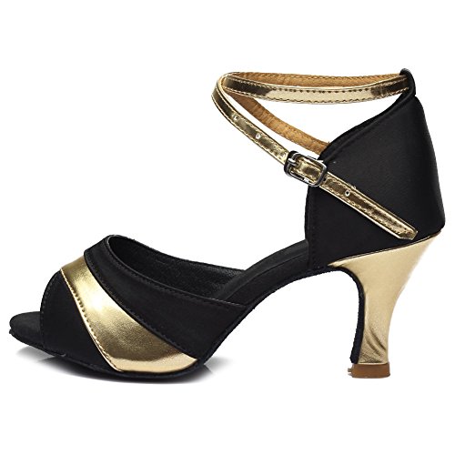 HROYL Mujer Zapatos de Baile Latino Satén Salón de Baile 806 Gold 40 EU