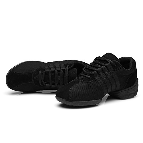 HROYL Mujer Zapatos de Jazz Zapatos de Baile Moderno Zapatos Deportivos Zapatillas de Baile Dance Sneakers el Negro Modelo T01A 38 EU