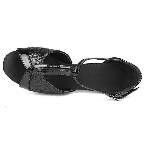 HROYL Zapatos de Baile Latino Mujer Salsa Bachata Comodos Zapatos de Baile de Salon,259-7 Negro 36.5 EU