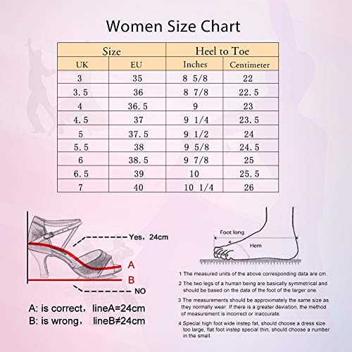 HROYL Zapatos de Baile Latino Mujer Salsa Bachata Comodos Zapatos de Baile de Salon,259-7 Negro 39 EU