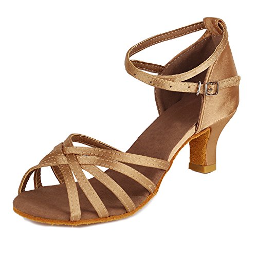 HROYL Zapatos de Baile Latino Mujer Salsa Tango Bachata Vals Zapatos de Baile de Salon,213-Beige-5, EU 40