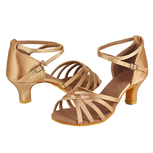 HROYL Zapatos de Baile Latino Mujer Salsa Tango Bachata Vals Zapatos de Baile de Salon,213-Beige-5, EU 40