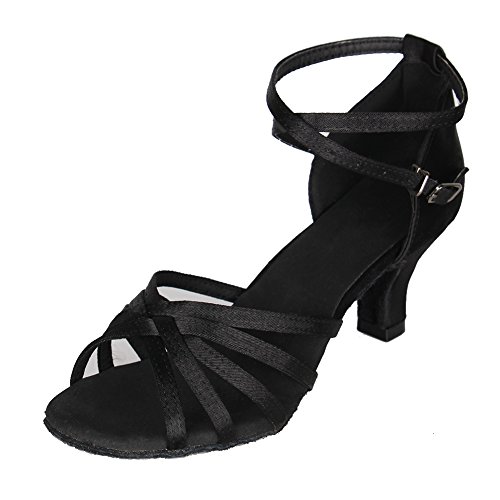 HROYL Zapatos de Baile Latino Mujer Salsa Tango Bachata Vals Zapatos de Baile de Salon,213-Negro-5,EU 38