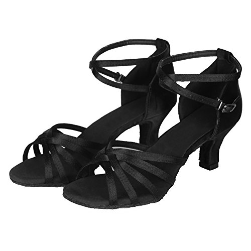 HROYL Zapatos de Baile Latino Mujer Salsa Tango Bachata Vals Zapatos de Baile de Salon,213-Negro-5,EU 39