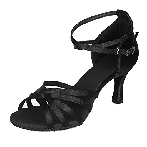 HROYL Zapatos de Baile Latino Mujer Salsa Tango Bachata Vals Zapatos de Baile de Salon,213-Negro-7, EU 39