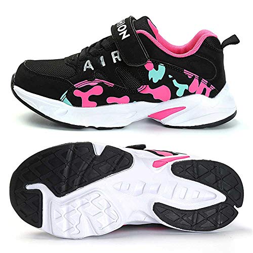 HSNA Zapatillas Deporte Niña Zapatos de Gimnasia Niña pequeñas Running Zapatos Deportivos Aire(Malla Negro 34 EU)