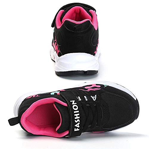 HSNA Zapatillas Deporte Niña Zapatos de Gimnasia Niña pequeñas Running Zapatos Deportivos Aire(Malla Negro 34 EU)