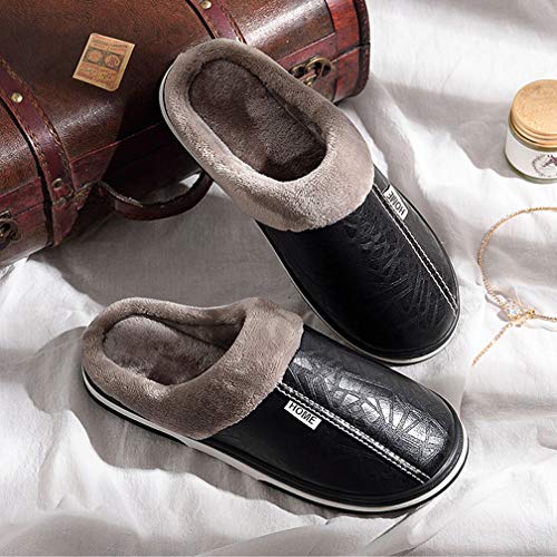 Hsyooes Zapatillas Mujer Invierno Hombre Resistente al Agua Interior Casa Caliente Slippers Suave Algodón Zapatilla Pareja Zapatos
