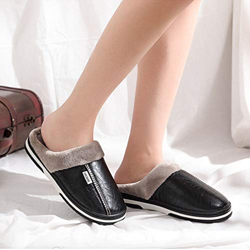 Hsyooes Zapatillas Mujer Invierno Hombre Resistente al Agua Interior Casa Caliente Slippers Suave Algodón Zapatilla Pareja Zapatos
