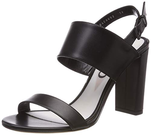 HUGO Austin Sandal 90-C, Sandalias con Correa de Tobillo para Mujer, Negro 001, 39 EU