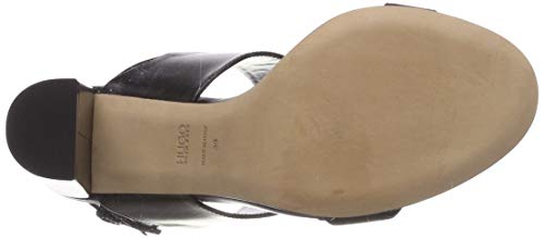 HUGO Austin Sandal 90-C, Sandalias con Correa de Tobillo para Mujer, Negro 001, 39 EU