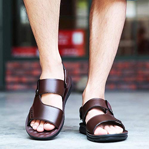 HYZXK Sandalias Informales para Hombres nuevos Sandalias de Pescador al Aire Libre Zapatos Sandalias de Playa Ligeras de Cuero de Moda Zapatos para Hombre con Punta Abierta Ajustable par