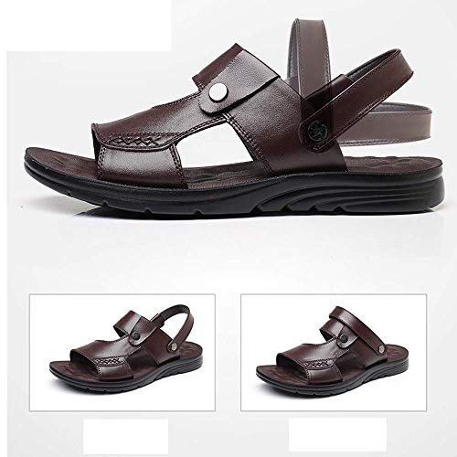 HYZXK Sandalias Informales para Hombres nuevos Sandalias de Pescador al Aire Libre Zapatos Sandalias de Playa Ligeras de Cuero de Moda Zapatos para Hombre con Punta Abierta Ajustable par