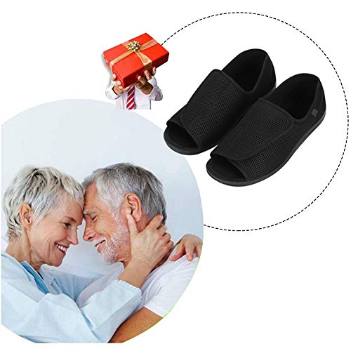IBLUELOVER - Pantuflas diabéticas para hombres y mujeres, de espuma viscoelástica, zapatillas ajustables, cierre de velcro, sandalias, pies anchos abiertos, zapatillas para ancianos