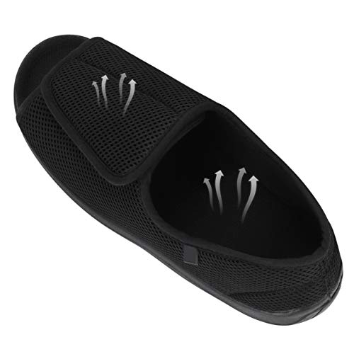 IBLUELOVER - Pantuflas diabéticas para hombres y mujeres, de espuma viscoelástica, zapatillas ajustables, cierre de velcro, sandalias, pies anchos abiertos, zapatillas para ancianos