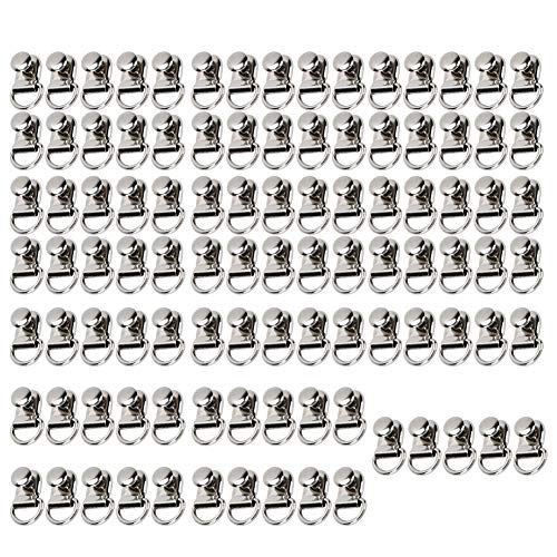 Ichiias 100 Juegos de Ganchos para Cordones de Zapatos 9x14 mm Ganchos para Botas Anillo en D Hebilla de Ojal de latón Bolso de Cuero para Zapatos Herramienta de Remache DIY Plata