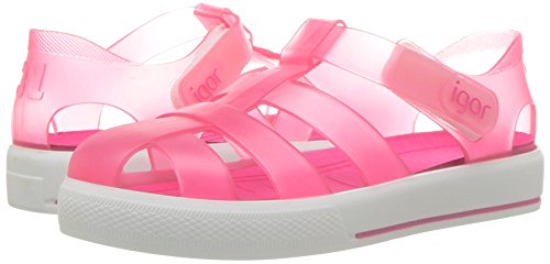 IGOR Star Transparente, Sandalia S10171 con Pulsera Unisex Niños Fucsia (23)
