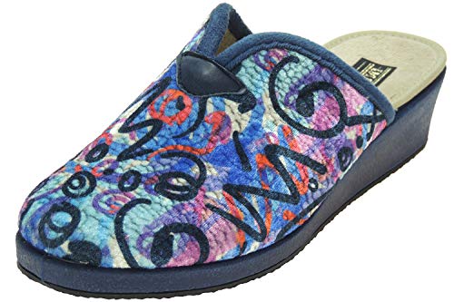 IMBERNON 694 Zapatilla Chinela Destalonada Casa Escote Ancha Anatómica Cuña para Mujer Marino Talla 38