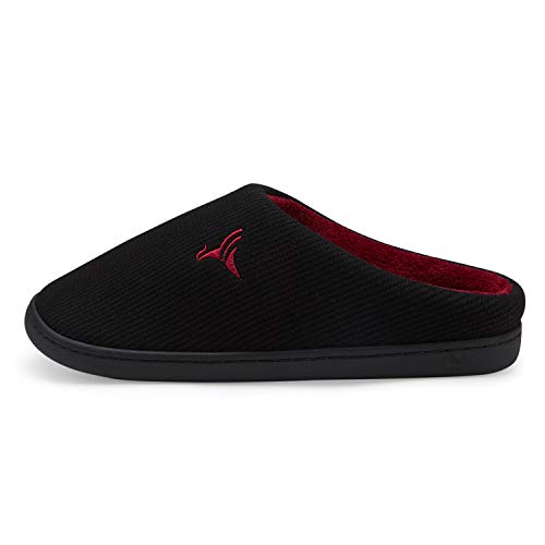 incarpo Zapatillas Casa Hombre Antideslizante de Interior y Exterior Pantuflas Vellón de Coral Cálido y Confortable Zapatillas,Rojo Negro,44/45 EU