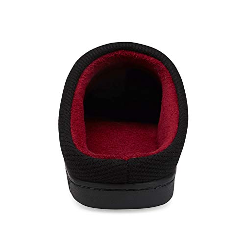 incarpo Zapatillas Casa Hombre Antideslizante de Interior y Exterior Pantuflas Vellón de Coral Cálido y Confortable Zapatillas,Rojo Negro,44/45 EU