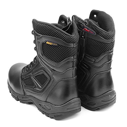IODSON Zapatos de Hombre Botas/Botas de Combate/Botas Tácticas Ultra-Ligero Antideslizante Tela de Cuero Verdadero Transpirable JR-631 45 EU