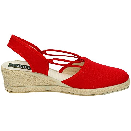 ISASA 0881/011 Zapatillas con CUÑA Mujer Alpargatas Rojo 38