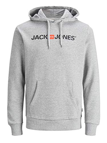 Jack & Jones Jjecorp Logo Sweat Hood Noos Capucha, Gris (Light Grey Melange Detail:Reg Fit - Melange), Large para Hombre
