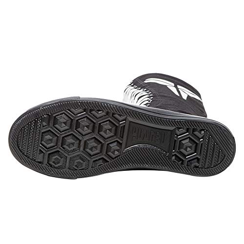 Jamron Chicas Mujer Moda Rodilla Alta con Cordones Botas de Lona Puro Negro Cremallera Botas de Danza Luminoso SN814 EU38.5