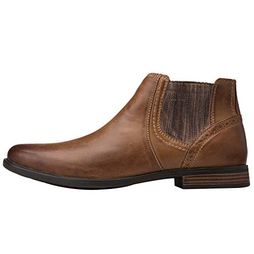 Jamron Hombres Piel Genuina Occidental Vendimia Chelsea Botas Cremallera Botines Marrón SN01752 EU44.5