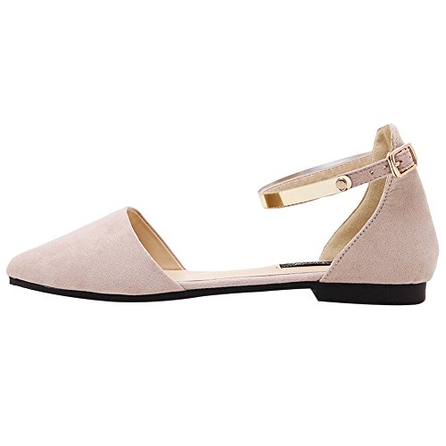 Jamron Mujer Dedo Punteado Terciopelo Bailarinas Elegante D'orsay Pumps Plano Zapatos de Vestir Albaricoque SN02330 EU38.5